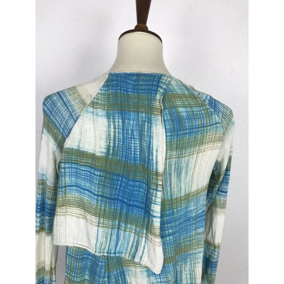 Anthropologie Sparrow Asymmetric Plaid Open Front Cardigan Sweater - Picture 8 of 11